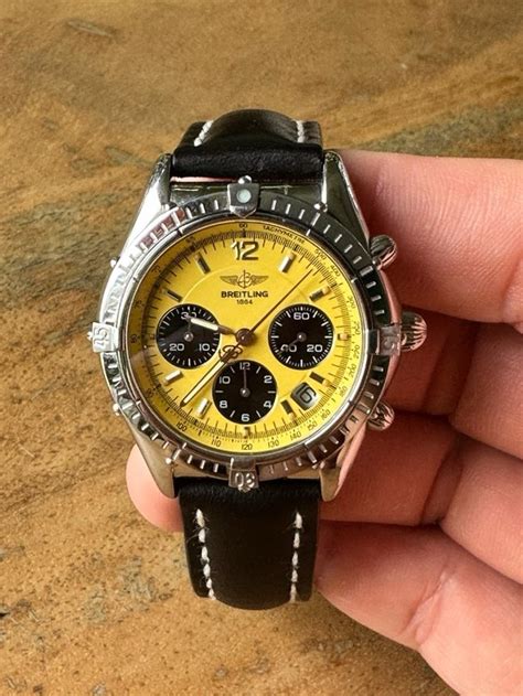 breitling cockpit chronograph yellow dial|breitling a30012.